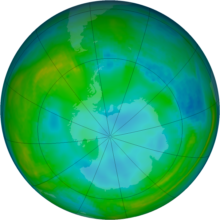 Antarctic ozone map for 27 May 1982